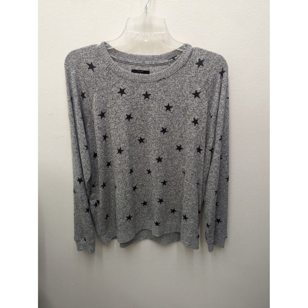 Lucky Brand Women's Sweater Crew Neck Grey with Stars Size L